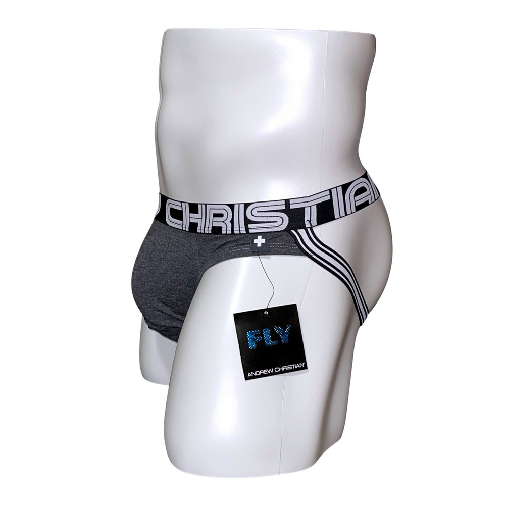 Andrew Christian Small (28-31) Fly Brief Jock Almost Naked Charcoal Grey 92589
